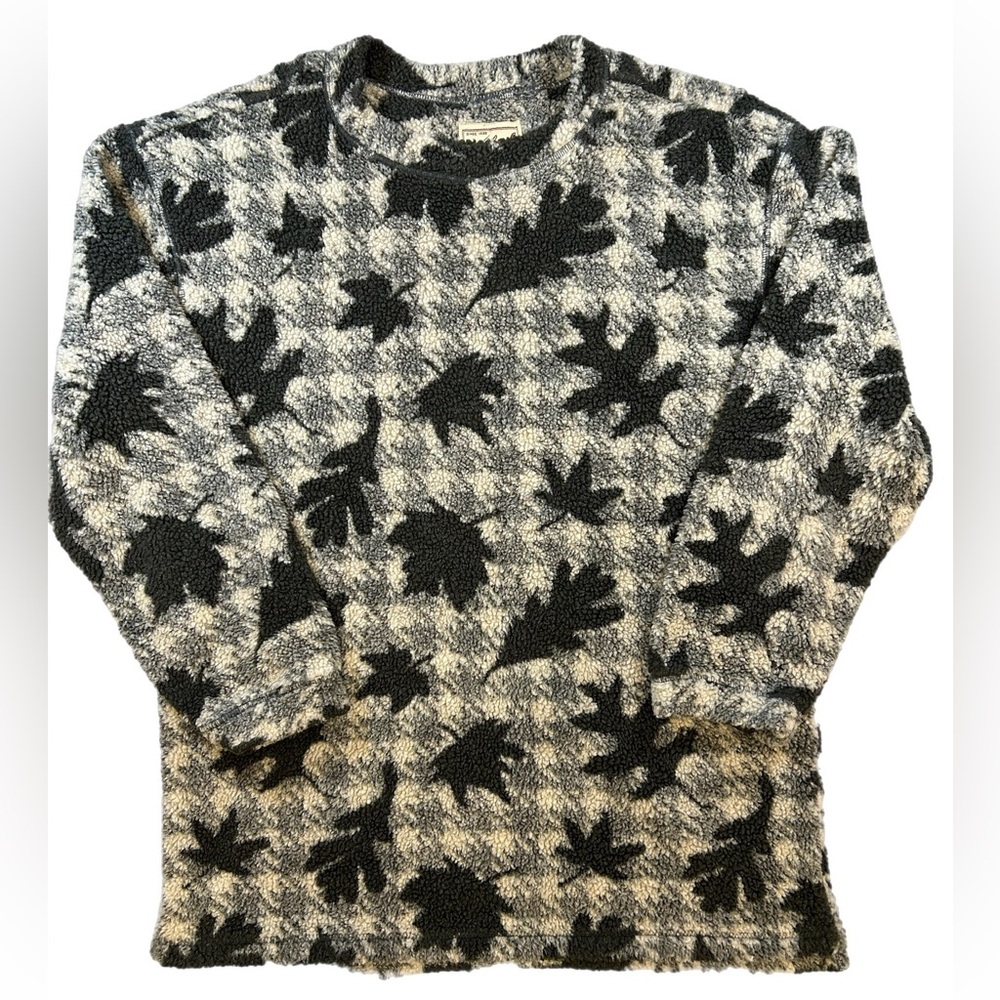 Vintage Woolrich Black and White Leaf Pattern Crewneck Sweater-Women’s Large